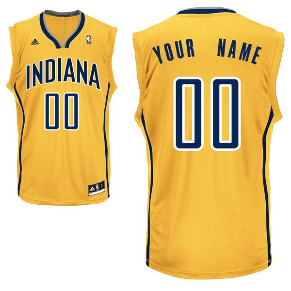 Men Adidas Indiana Pacers Custom Replica Alternate Yellow NBA Jersey